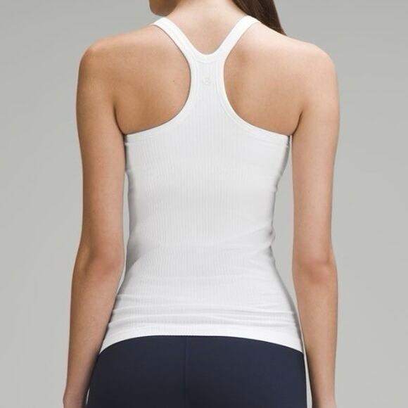 Lululemon Ebb To Street Tank Built In Bra Womens Sz 6 White Stretch Yoga Running - Picture 2 of 8